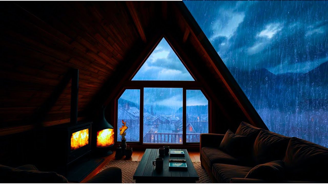 Heavy Rain & Warm Fireplace 🔥 Fall Asleep in Minutes | Deep Sleep (No Ads)
