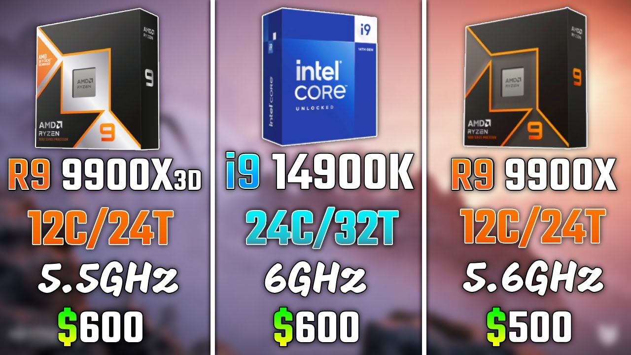 RYZEN 9 9900X3D vs i9-14900K vs RYZEN 9 9900X | Test in 6 Games