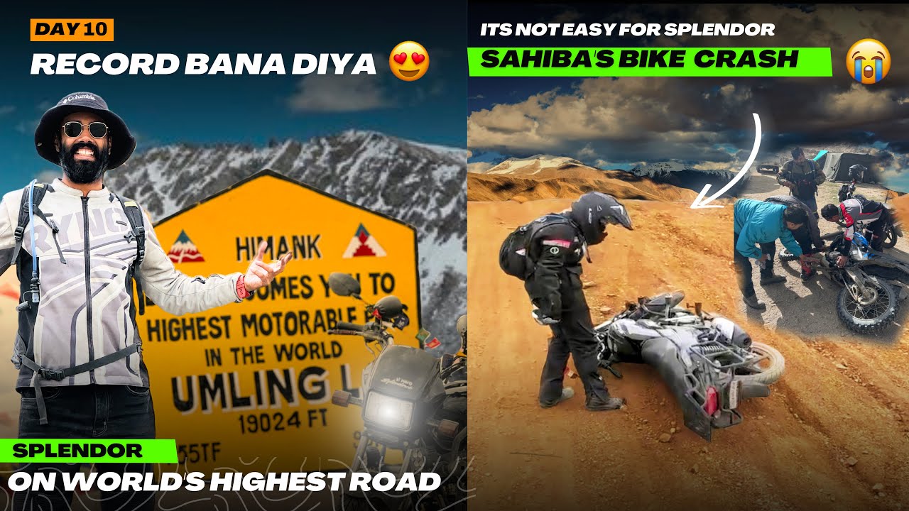 Umlingla World Highest Road Splendor k liye nhi tha 😰 Big Crash, Radiator leak, Oxygen Problem Ep.10
