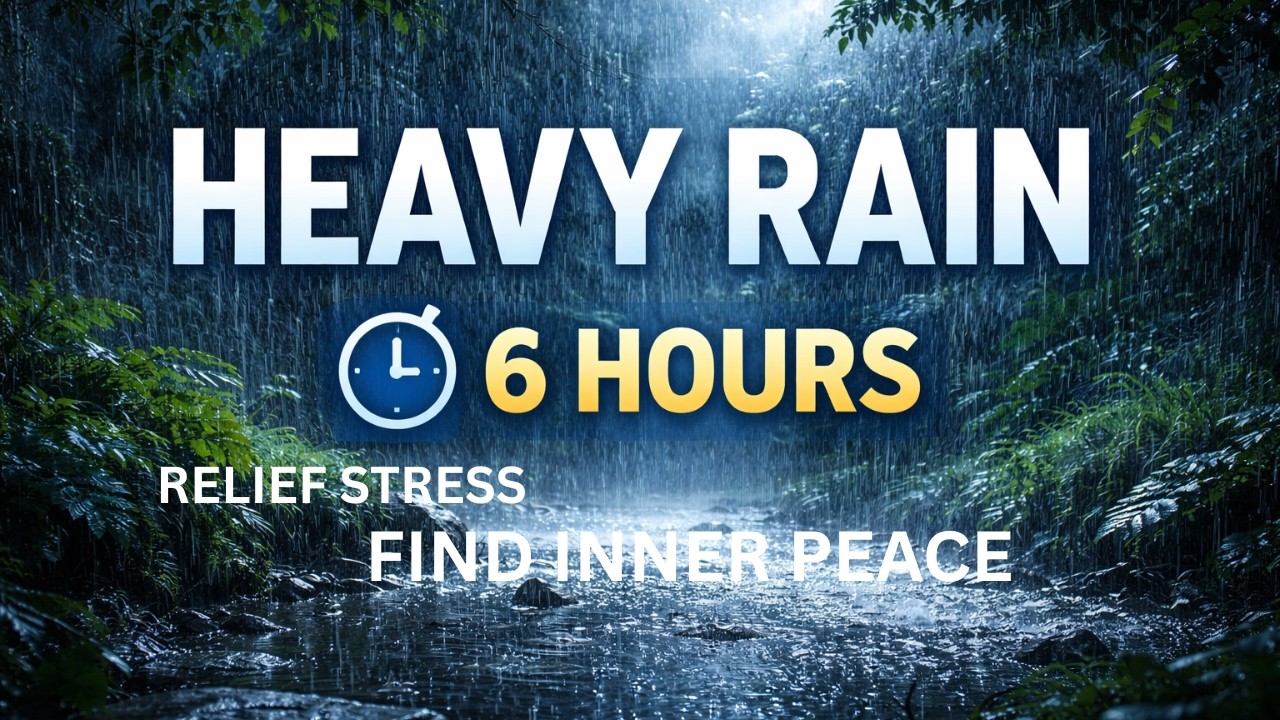Heavy Rain Sounds for Sleep 🌧️ 6 Hours of Relaxing Rain Ambience
