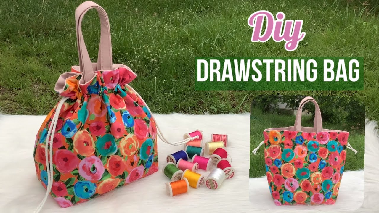How to sew a drawstring bag tutorial. sewing diy drawstring bag. how to sew drawstring bag pattern.