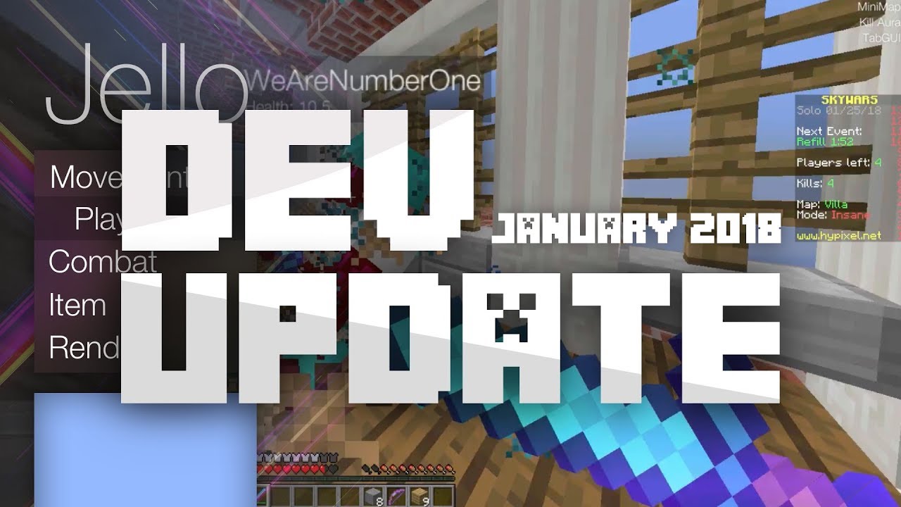 JELLO DEV UPDATE - HYPIXEL BYPASSES, KILLAURA & BLOCK FLY IMPROVEMENTS,  MINIMAP, ALTMANAGER & MORE