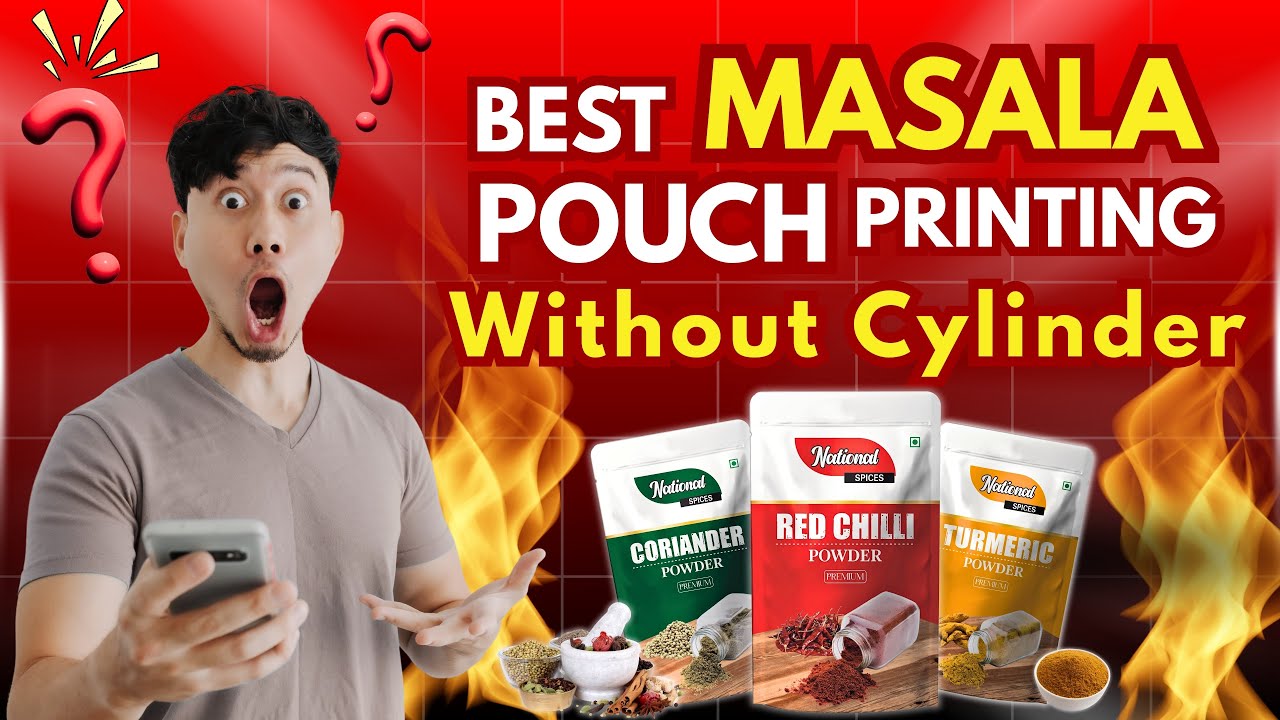 Masala Pouch Printing | No Cylinder No Block | Low MOQ | Customized Pouch Design Printing for Spices
