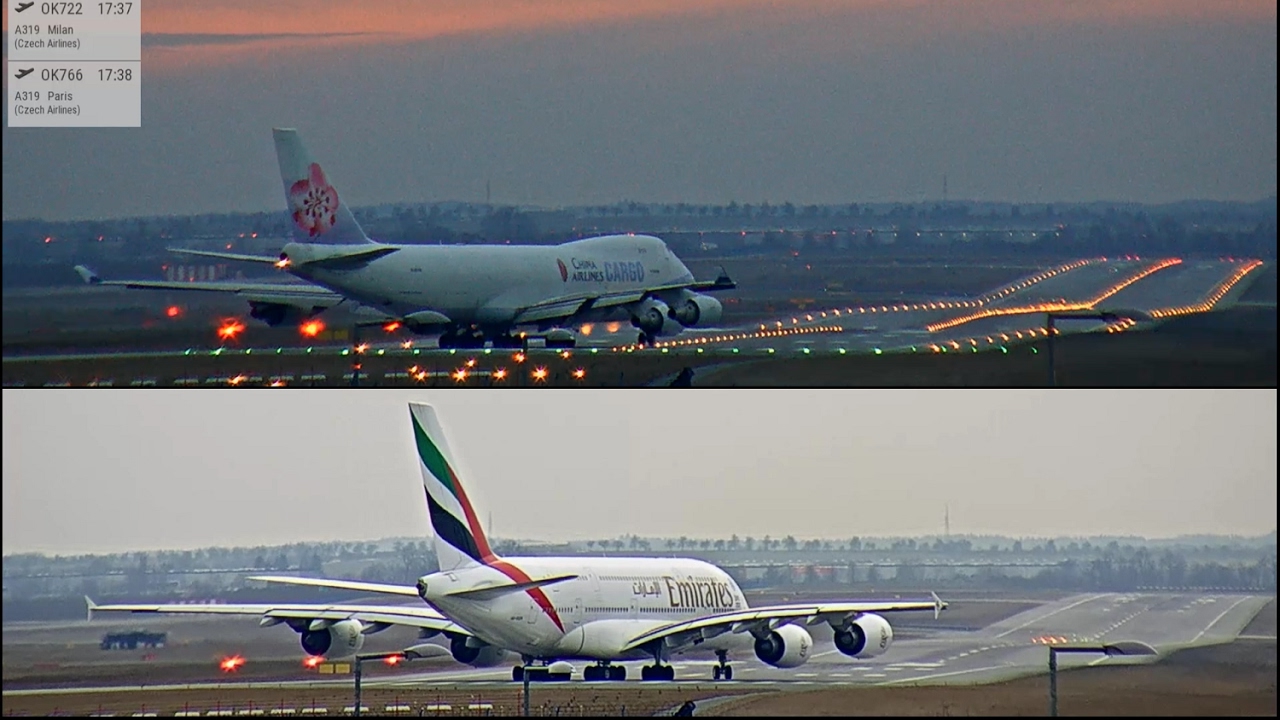 [FullHD] Heavy Sunday traffic at Prague airport (with ATC)