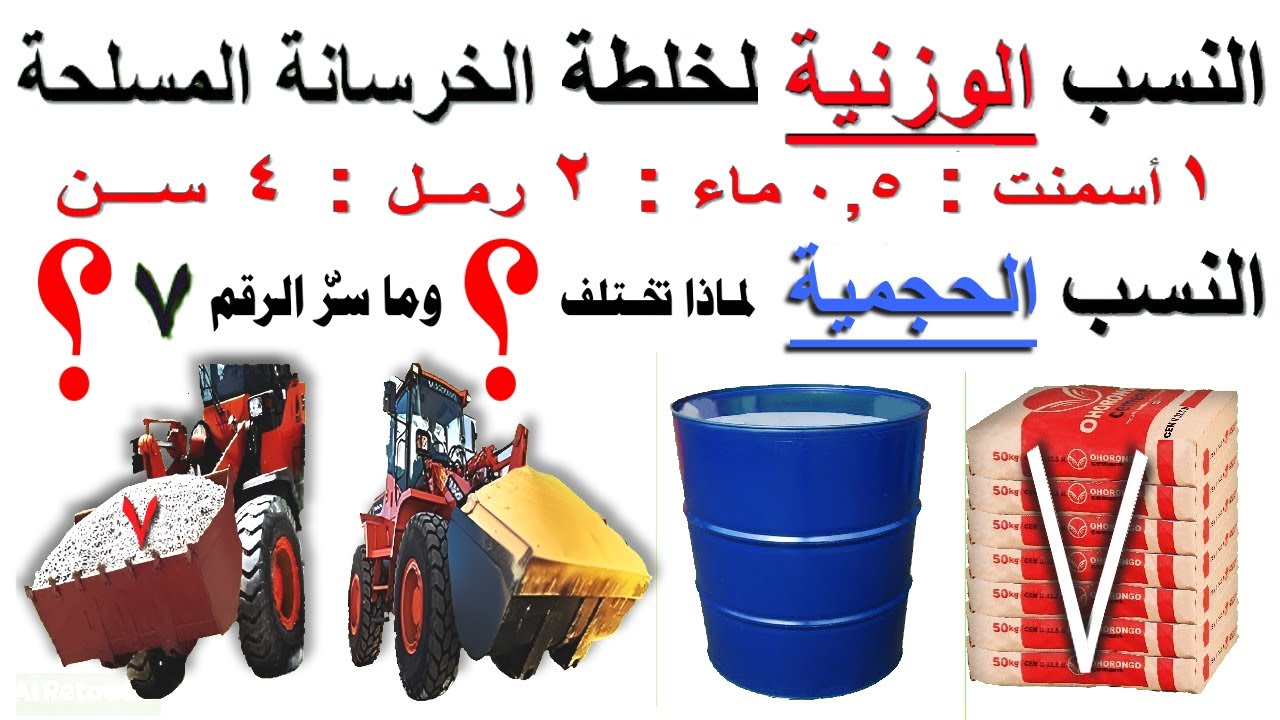 سر خلطة الخرسانة المسلحة ❗️ وخطأ سرعة صب الماء والتقليب وكيفية حساب نسب المتر المكعب في حلة الخرسانه