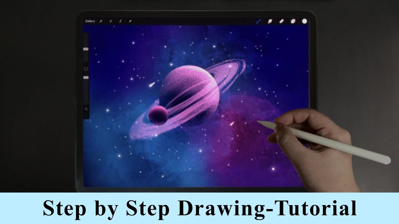 Galaxy and Planet iPad Drawing - Step by Step Drawing Tutorial