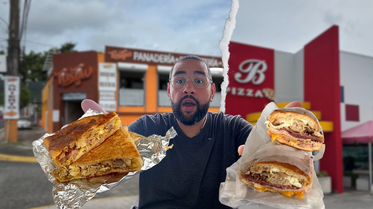 Dos Sandwiches de dos panaderías en el pueblo de Caguas. Puerto Rico
