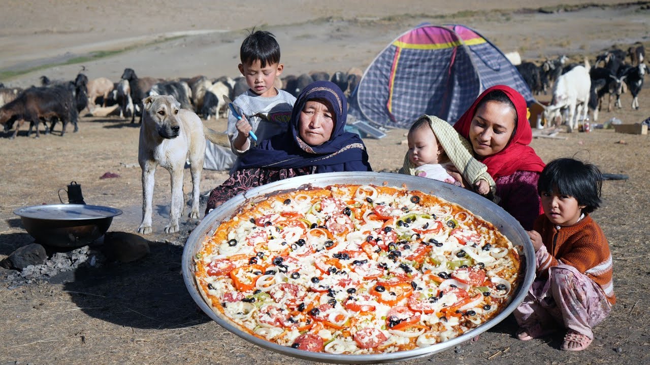 Organic Mountain Village life|Shepherd Mother Cooking  Pizza | Village Life of Afghanistan