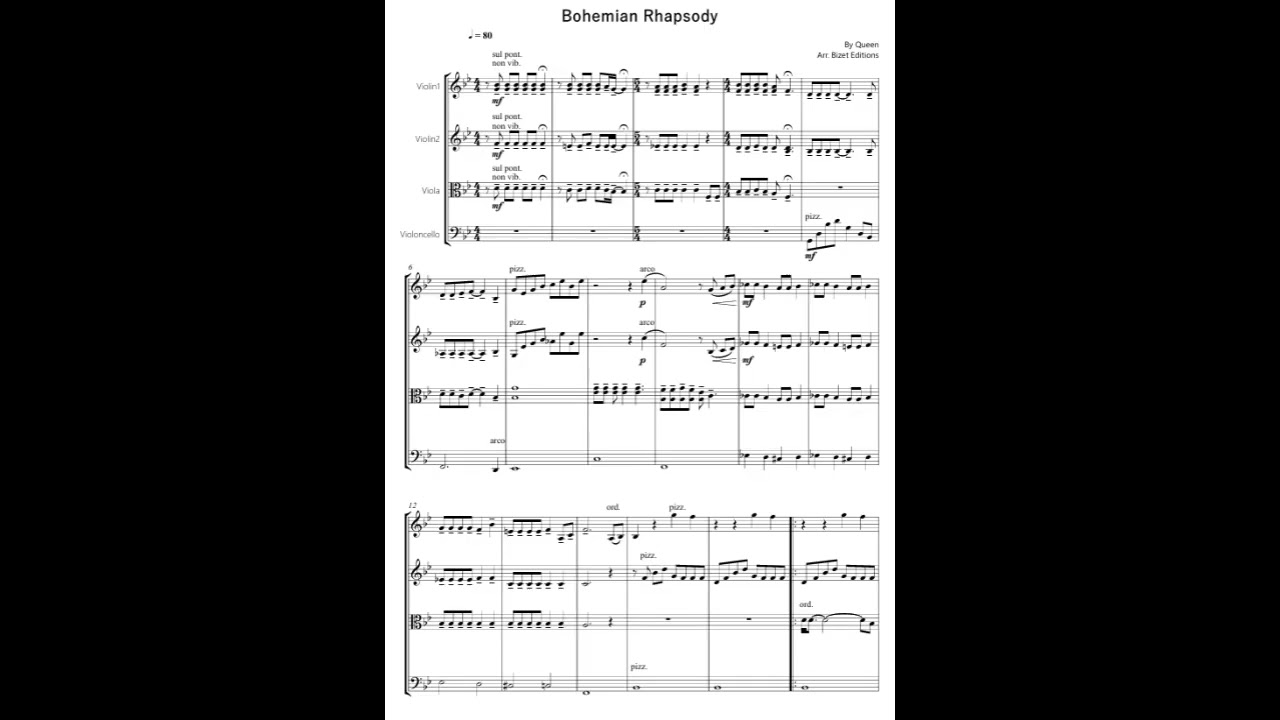 Bohemian Rhapsody – Concert Arrangement for String Quartet(Queen)