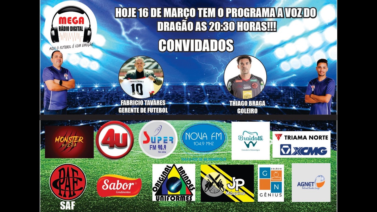 PROGRAMA A VOZ DO  DRAGÃO 16 DE MARÇO DE 2026 - A VOZ DA TORCIDA DO POUSÃO!!!