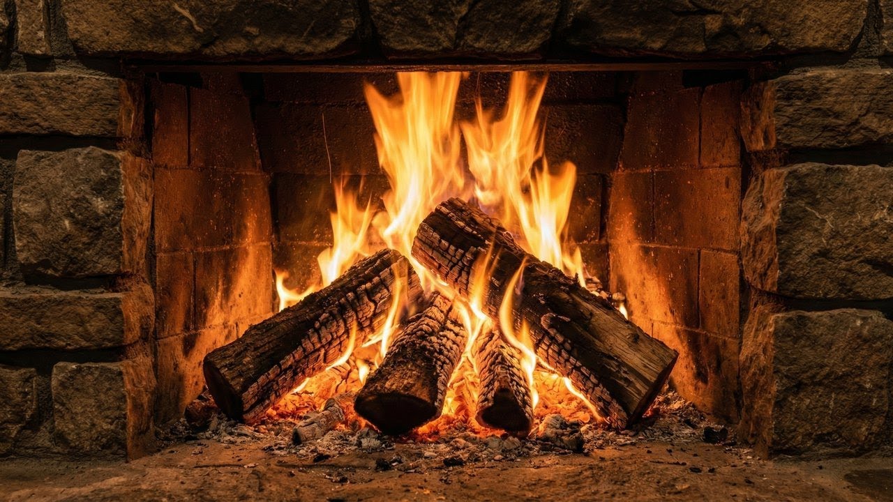 The Coziest Place on Earth Rustic Log Cabin Fireplace Sounds (ASMR)