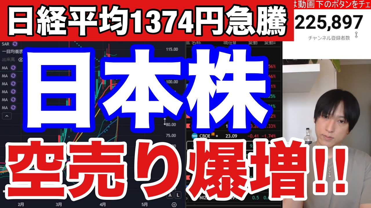 4/14【日本株空売り爆増ヤバイ‼AI、半導体株爆上げで日経平均１３７４円高】金利高で高配当銘柄弱い。ドル円158円。WTI原油のねじれ解消。米国株、ナスダック、AI関連銘柄強い。仮想通貨BTC上昇