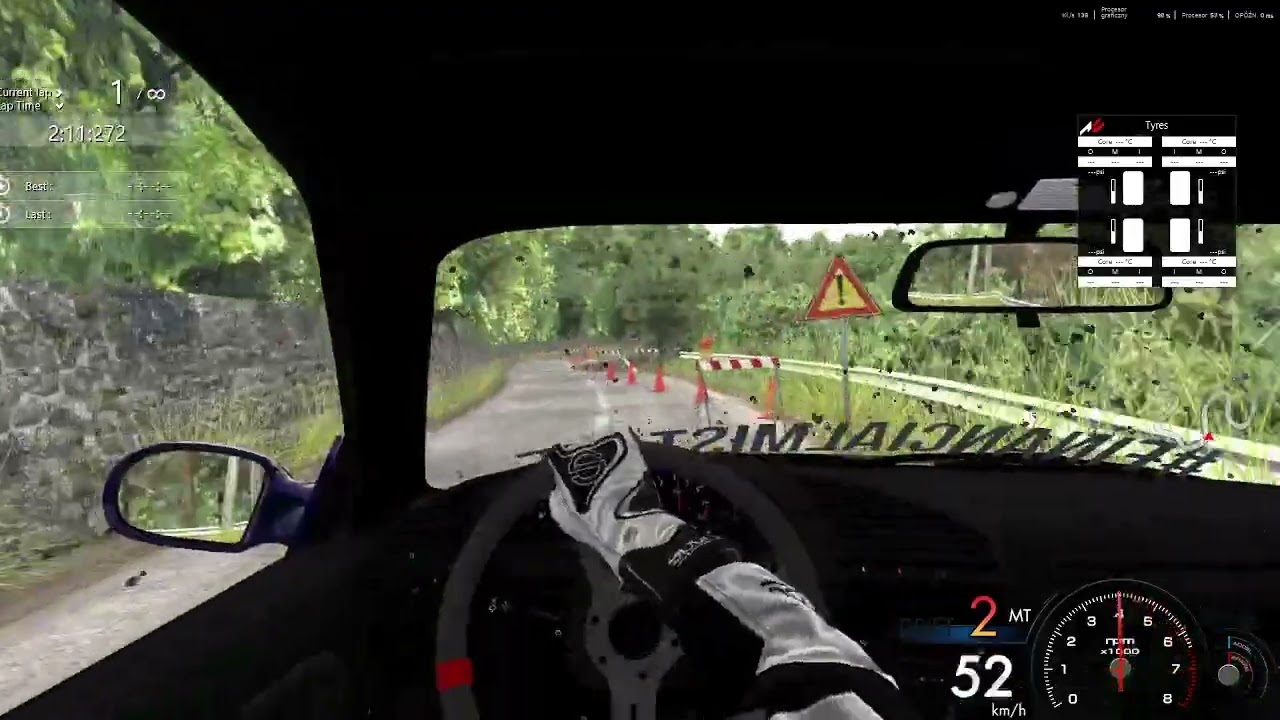 przejazd Marcina e36 na nowej trasie (wąsko + źle wystawione hitboxy)