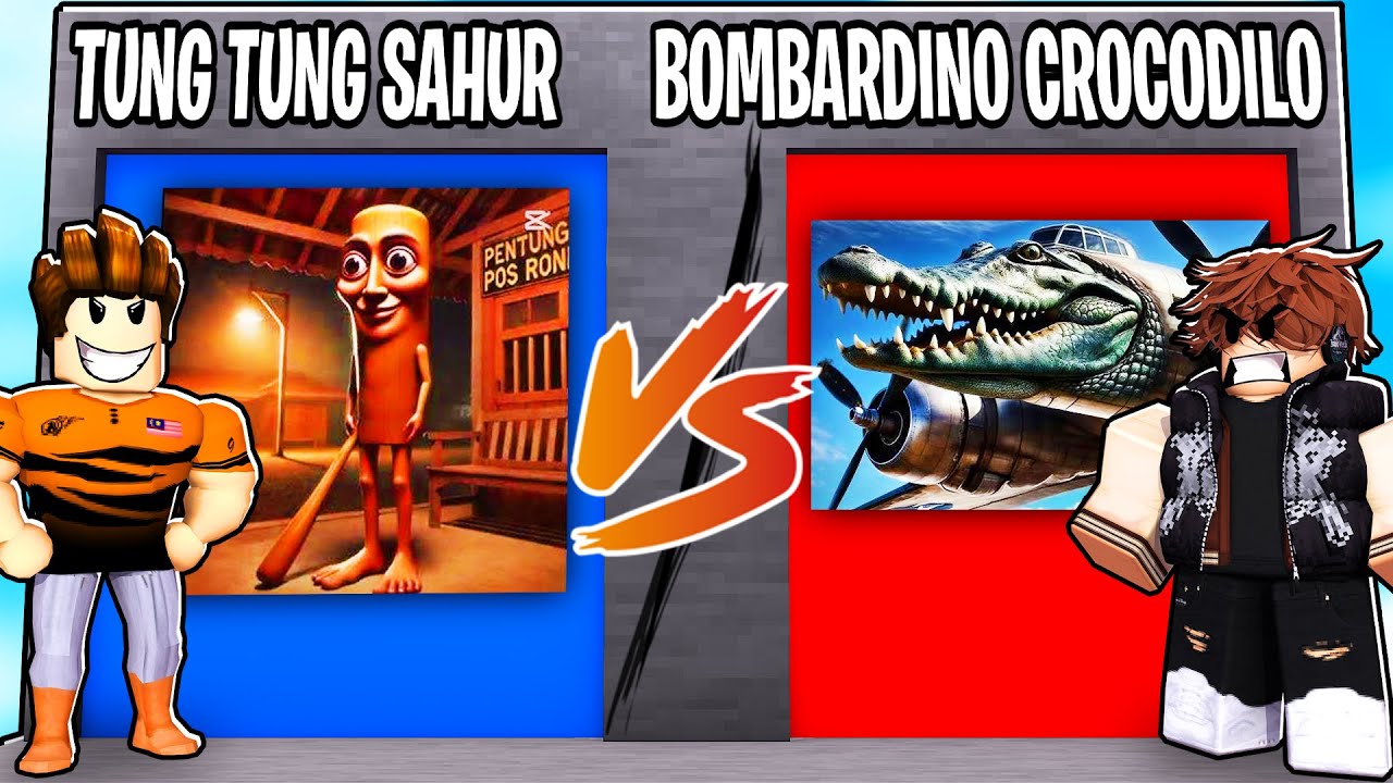 Peperangan Brainrot... Tung Tung Sahur VS Bombardino Crocodilo!!! 🗿🗿🗿(Roblox Malaysia)