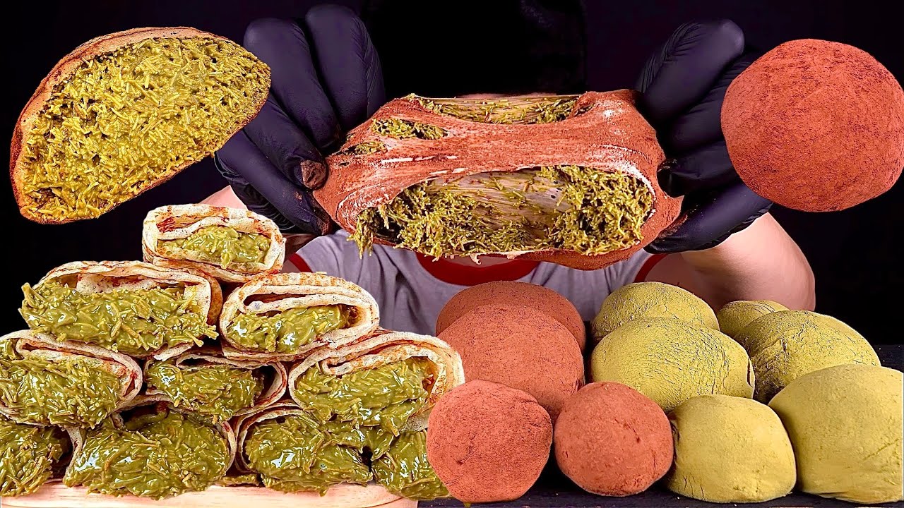 ASMR 직접만든 대왕 두쫀쿠 말쫀쿠 피스타치오 카다이프 크레페 먹방~!! Pistachio Kadayif Crepe With Dubai Choco Cookie MuKBang~!!