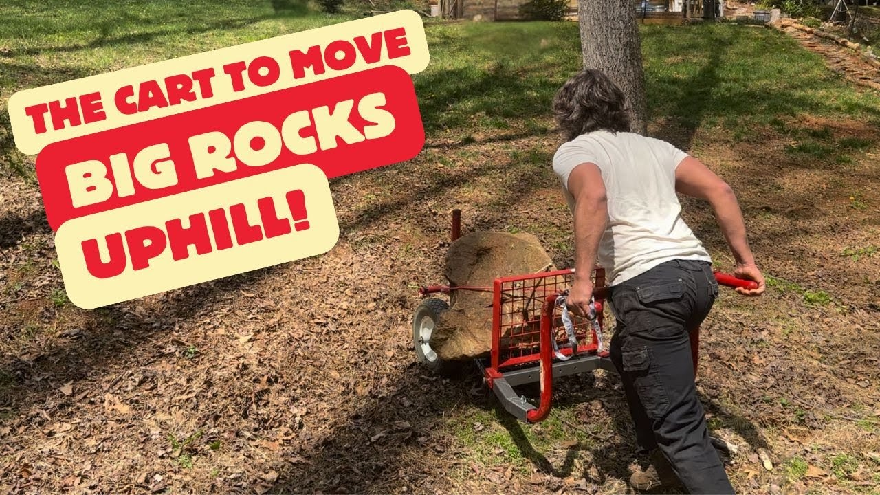 Moving a BIG ROCK uphill with the Rhino Rock Hauler