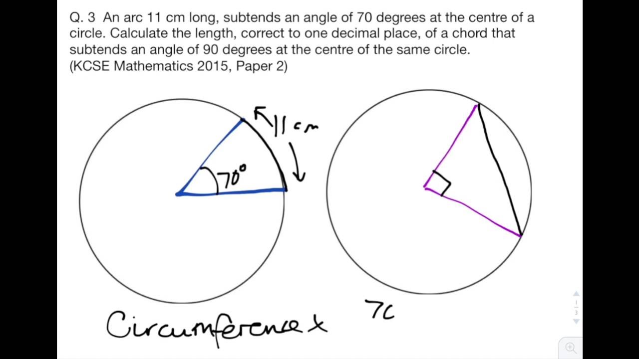 KCSE 2015 Mathematics Paper 2: Question 3 |  Circles, Chords, Arcs, Circumferences, Pythagoras