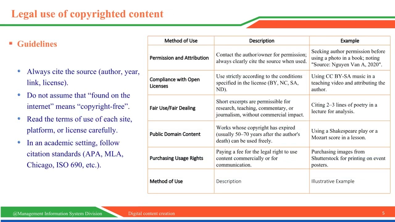 Copyright and intellectual property in digital content creation