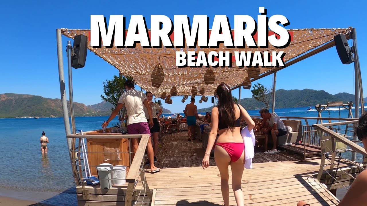 Marmaris Beach Walk July 2021 Turkey Walking Tour [4K HDR]