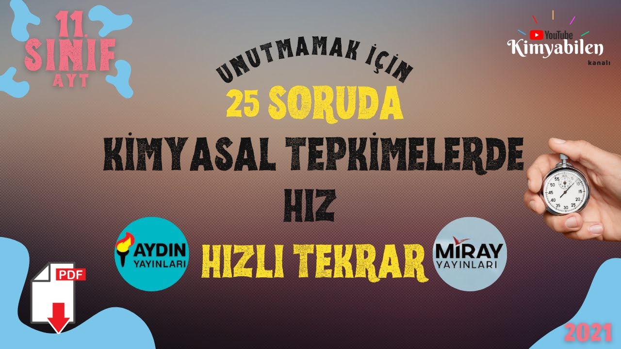 KİMYASAL TEPKİMELERDE HIZ - HIZLI TEKRAR SORU ÇÖZÜMÜ - 11. SINIF KİMYA - AYT KİMYA