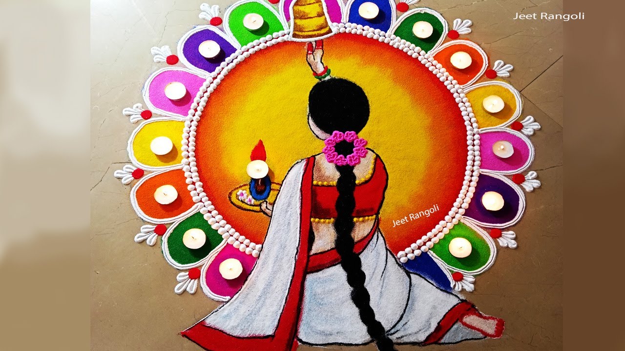 Easy rangoli for Diwali step by step.