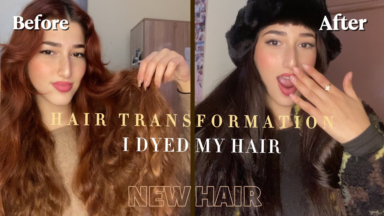 🏡 صبغت شعري بالبني الغامق فالدار🤎| Hair Transformation Vlog | I Dyed My Hair Dark Brown at Home🍄‍🟫