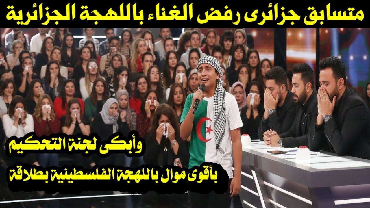 متسابق جزائرى رفض الغناء باللهجة الجزائرية وأبكى لجنة التحكيم بأقوى موال باللهجة الفلسطينية بطلاقة