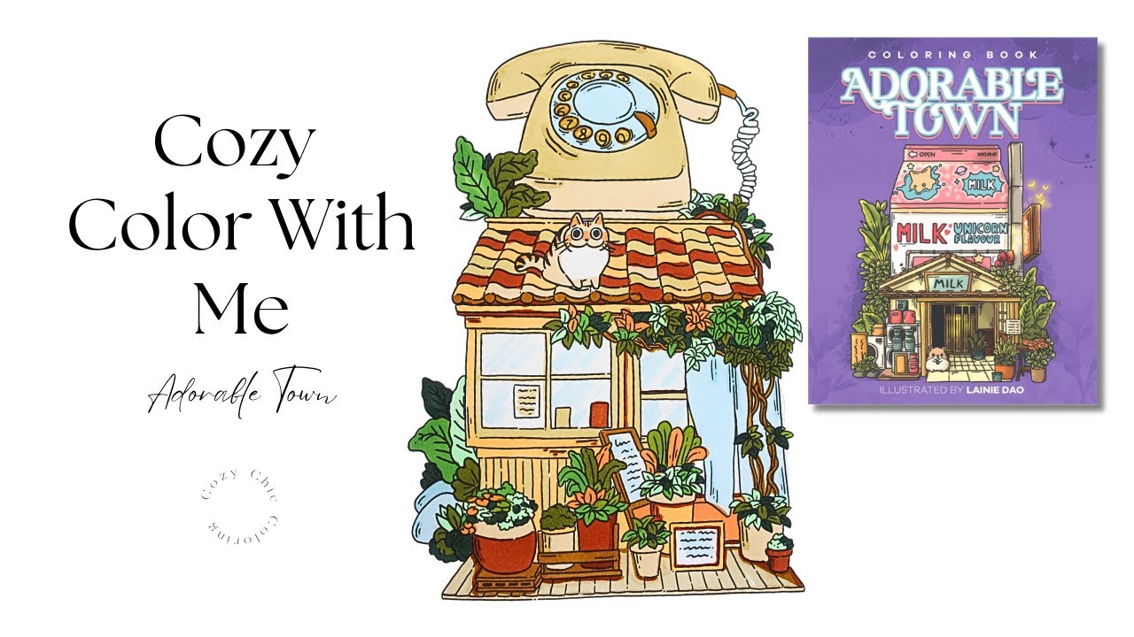 Cozy Color With Me in Adorable Town | Relaxing Coloring Book Process | Ohuhu