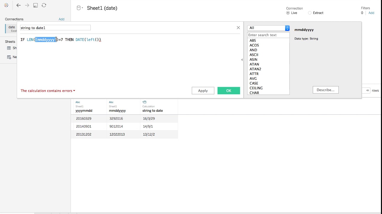 Tableau Tutorial 5: How to Convert Number/String to Date