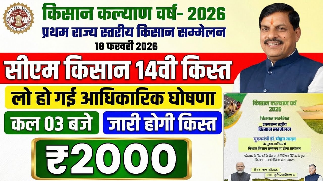 Cm kisan kalyan 14th Kist kab aayegi सीएम किसान योजना 14वीं किस्त फाइनल तारीख आ गई 