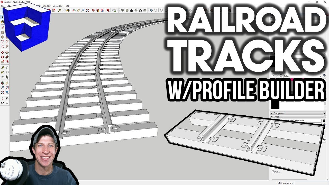 EASY RAILROAD TRACK ASSEMBLY with Profile Builder for SketchUp