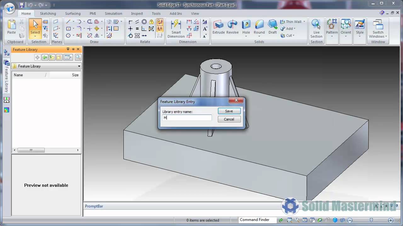 Solid Edge Part Top Tips : How To Use The Feature Library With Synchronous Parts