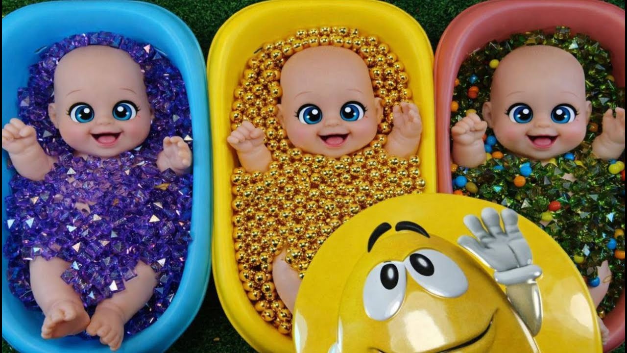 Full of 3 Rainbow Bathtubs with Colorful Pearls | Relaxing ASMR