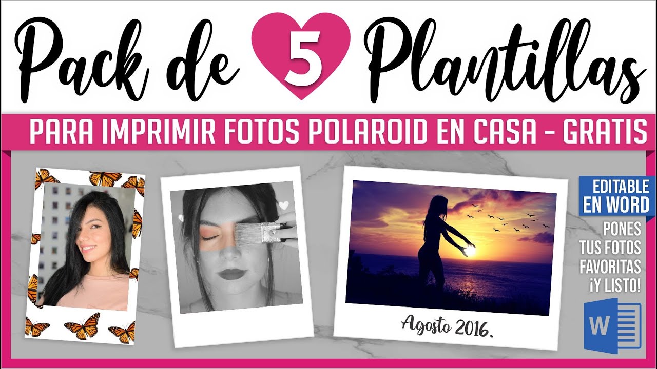 5 Plantillas Gratis de Fotos Polaroid Para Imprimir en Casa - Word - DIY 💜 SandyTips