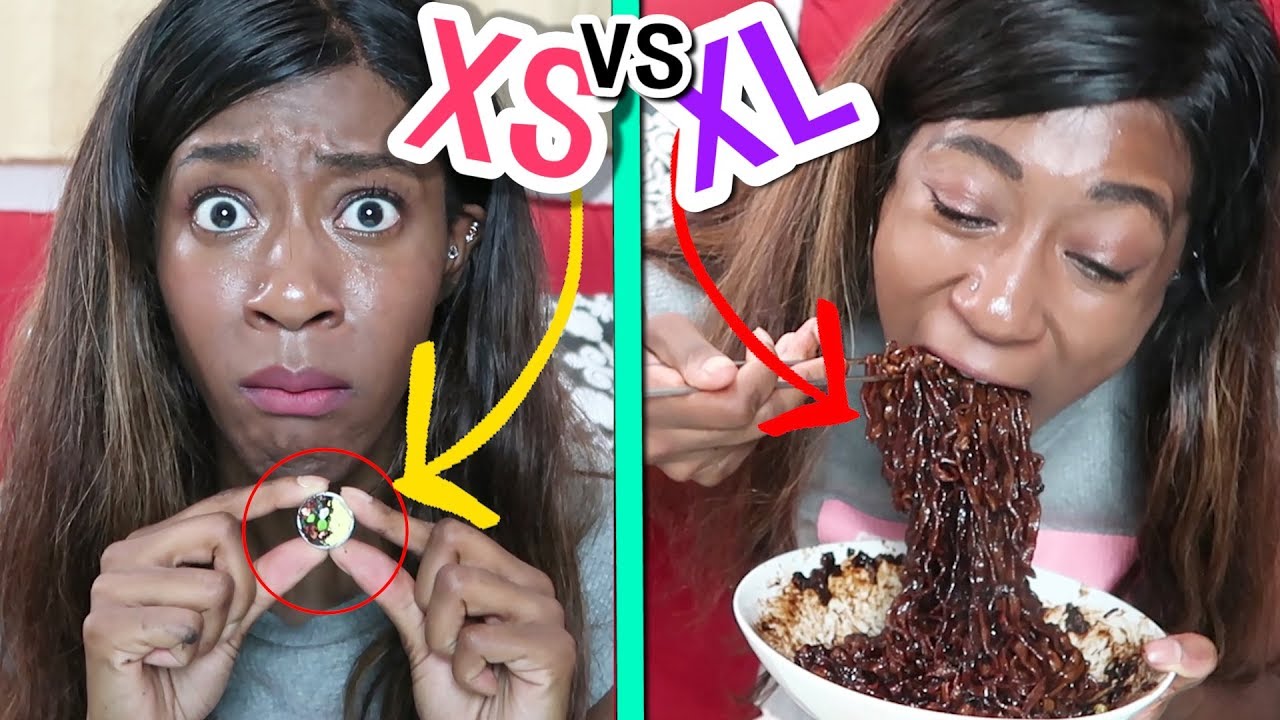 미니어쳐 짜장면 vs 큰 짜장면 🍜Tiny Black Bean Noodles vs Large Bean Black Noodles!