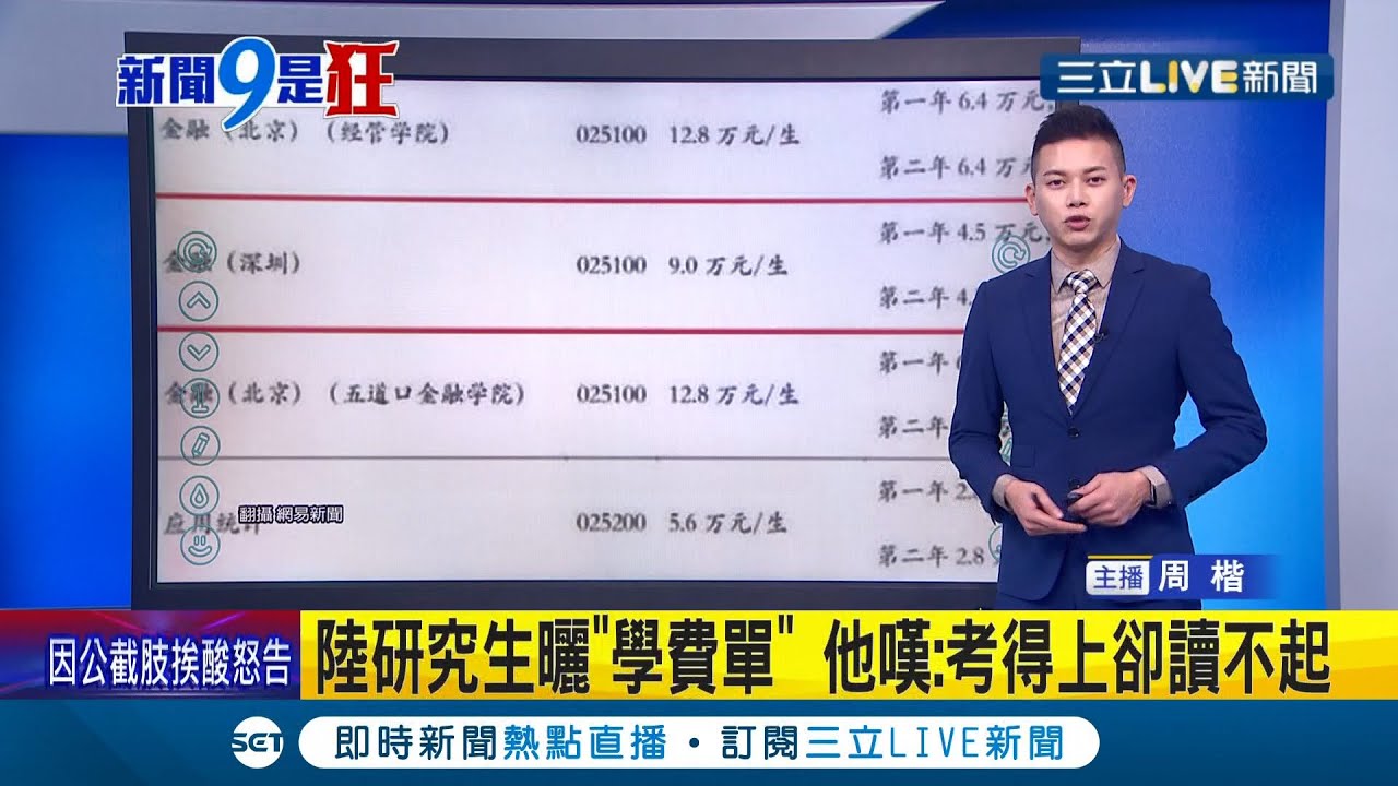 考得上卻讀不起？中國研究生曝學費單 北京清華大學