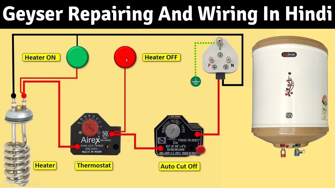 Water Geyser Wiring and Repairing in Hindi Electrical Geyser Connection @Gaurav Yadav Electrician