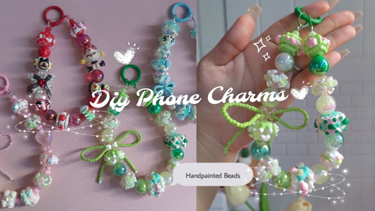Make Phone Charms With Me ✨ DIY Hand-painted Beaded Phone Charms | Easy Tutorial ✨💖