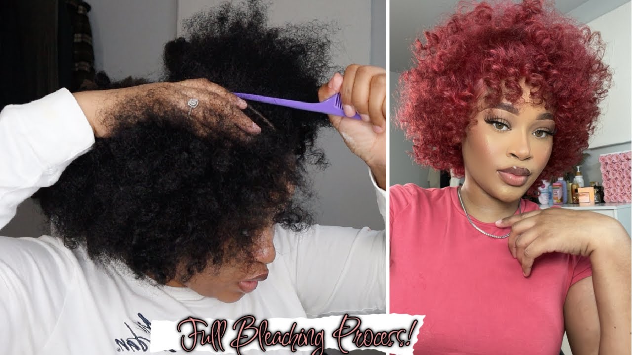 Bleaching my Natural hair from Black to Pink! Full Bleaching, Dying and Styling Process!