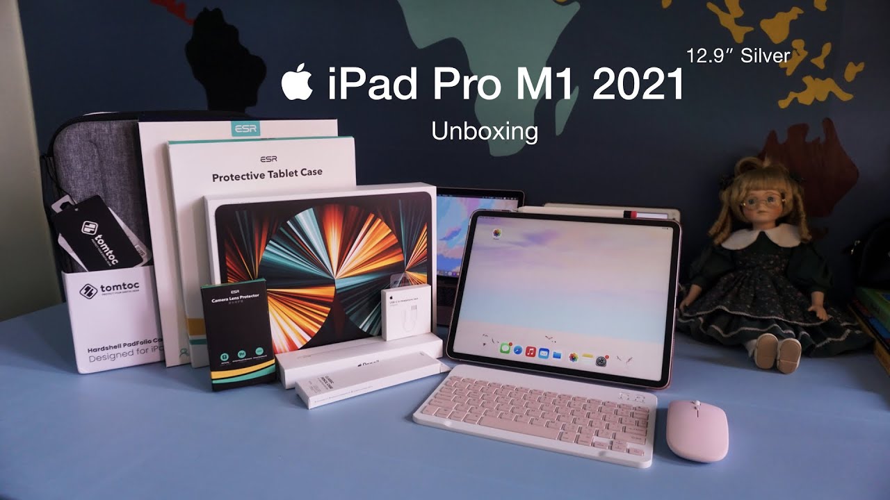  iPad Pro 2021 12.9” Unboxing + Apple Pencil + Accessories + Tomtoc Padfolio