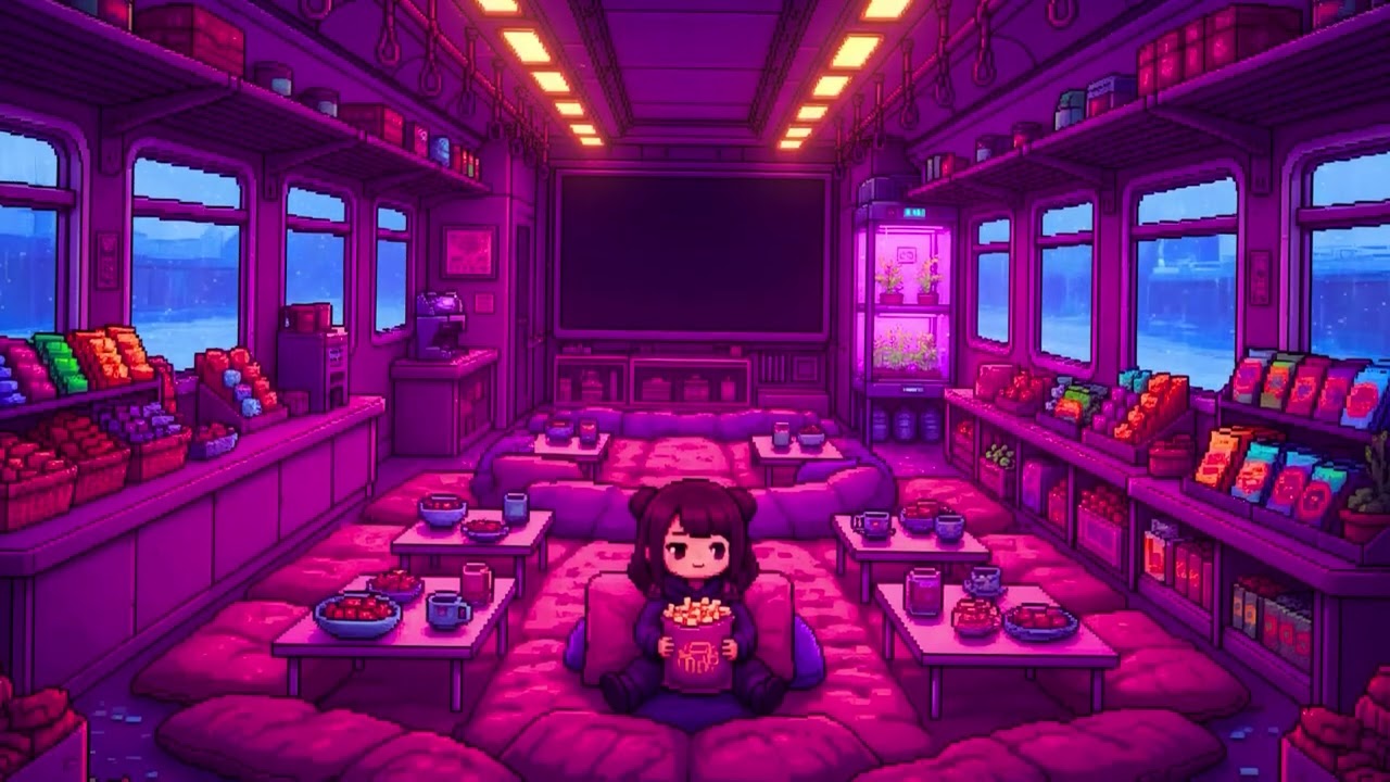 A Quiet Pixel Train in the Ghibli World – Rainy Night for Sleep & Focus