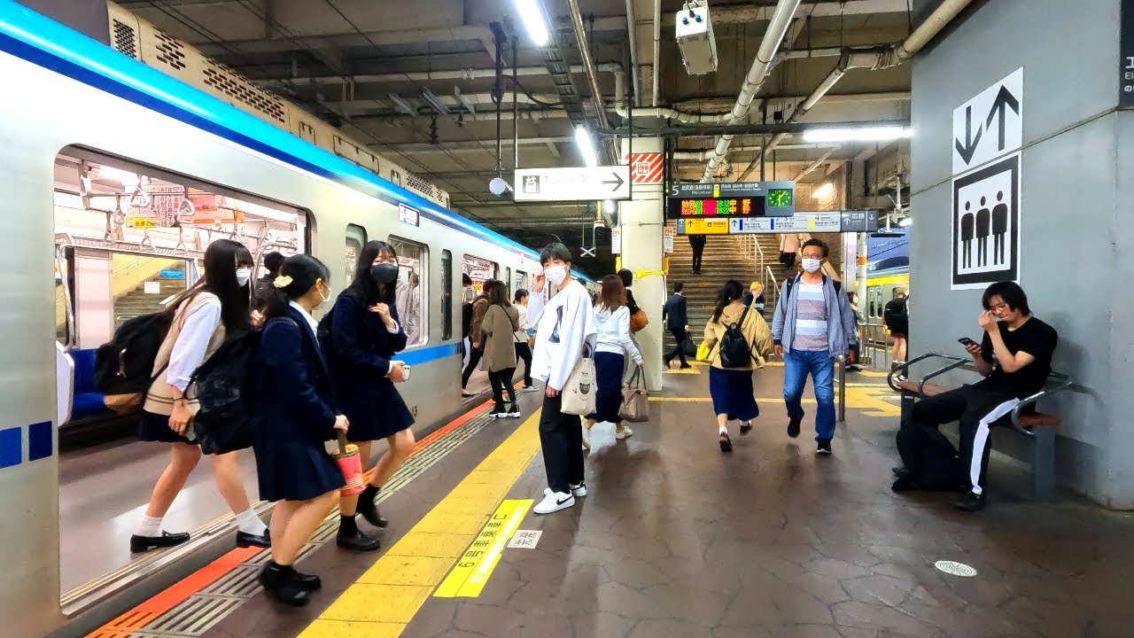 【4K60】津田沼駅構内を散歩！帰宅ラッシュの時間帯。千葉県船橋市