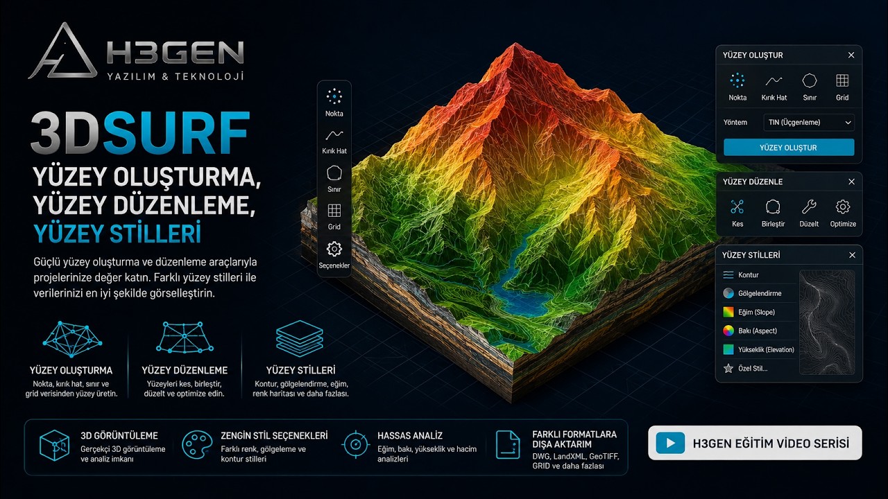 H3GEN Eğitim - 3D Surf - Yüzey Oluşturma, Üçgen Düzeltme, Yüzey Stilleri