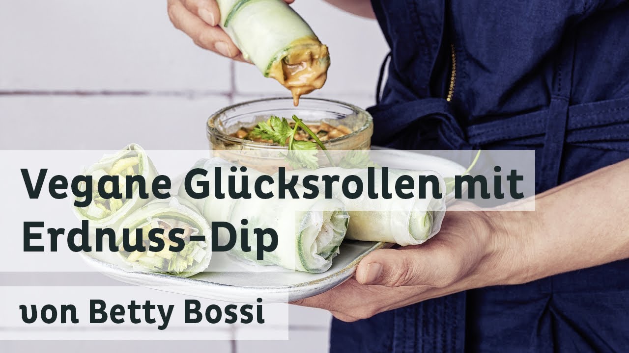 Vegane Glücksrollen mit Erdnuss-Dip - Rezept von Betty Bossi