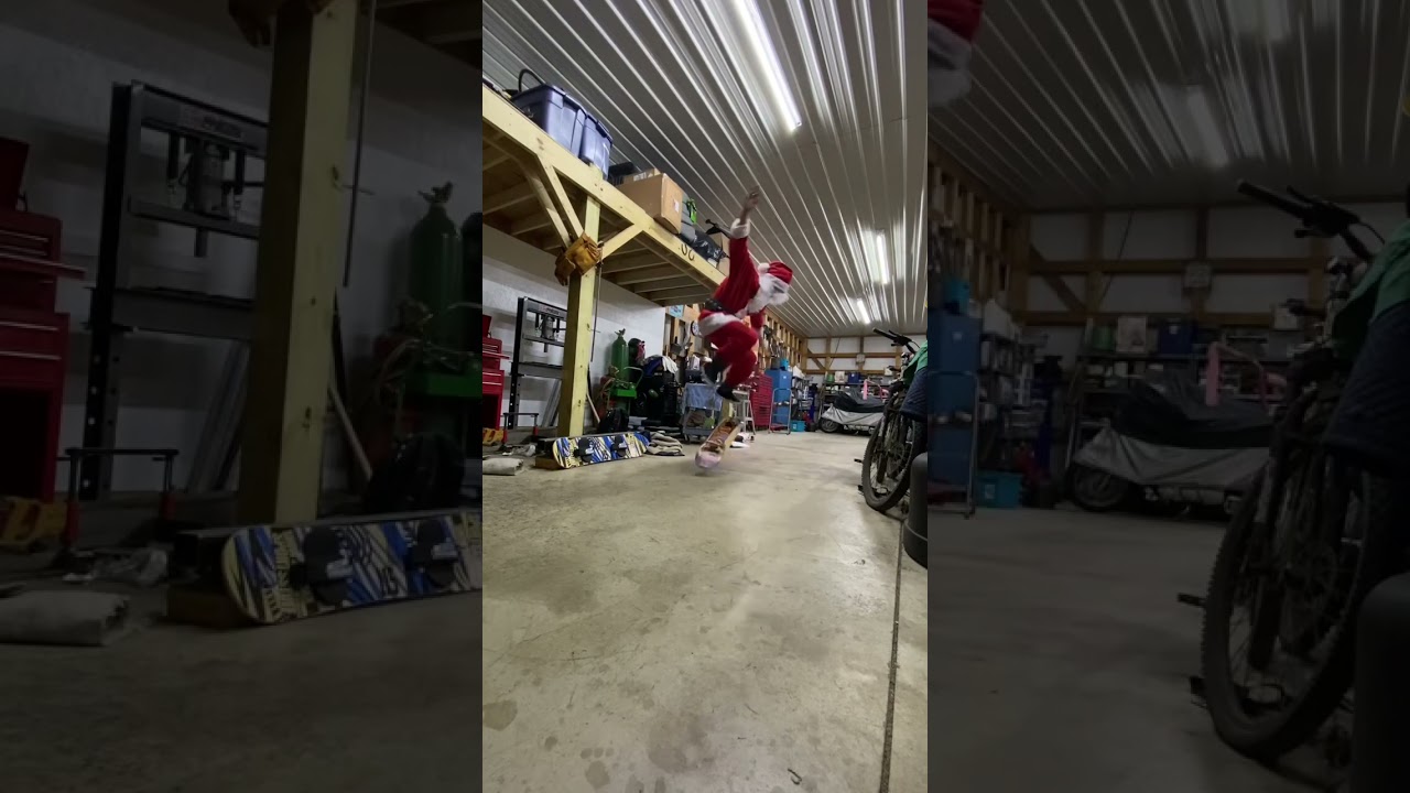Santa clause does a fakie kickflip #shorts #skate #skateboarding