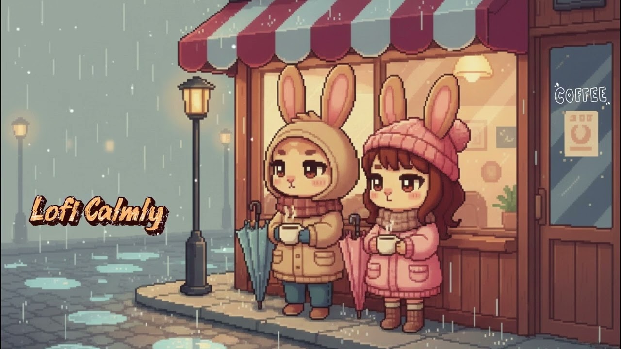 Winter Blues 🌧️ Cozy Rainy Cafe Lofi with Kumo & Momo