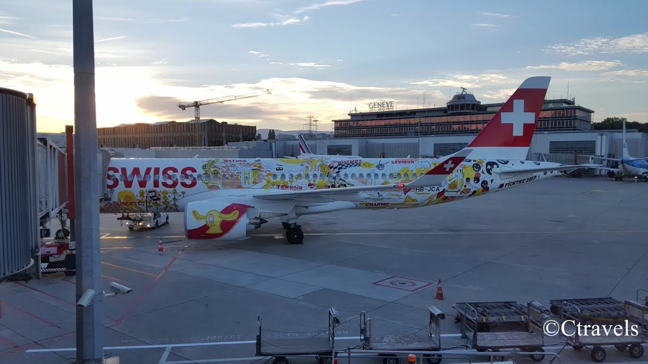 SWISS Bombardier CS300 Geneva to London Economy class [Full HD]