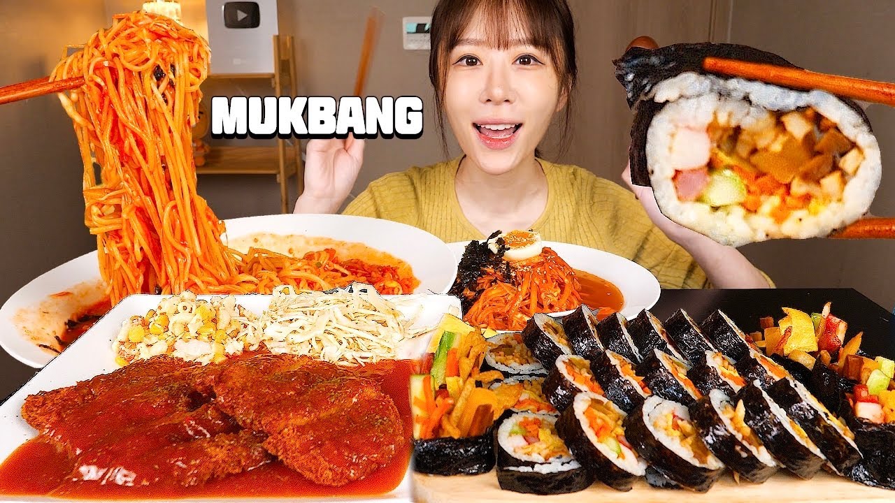분식 3대장이 왔어요✨ 어묵 듬뿍 김밥, 매콤새콤한 물쫄면, 촉촉한 경양식 돈까스 먹방❤️ Kimbap, Jjolmyeon, Pork cutlet KOREAN MUKBANG