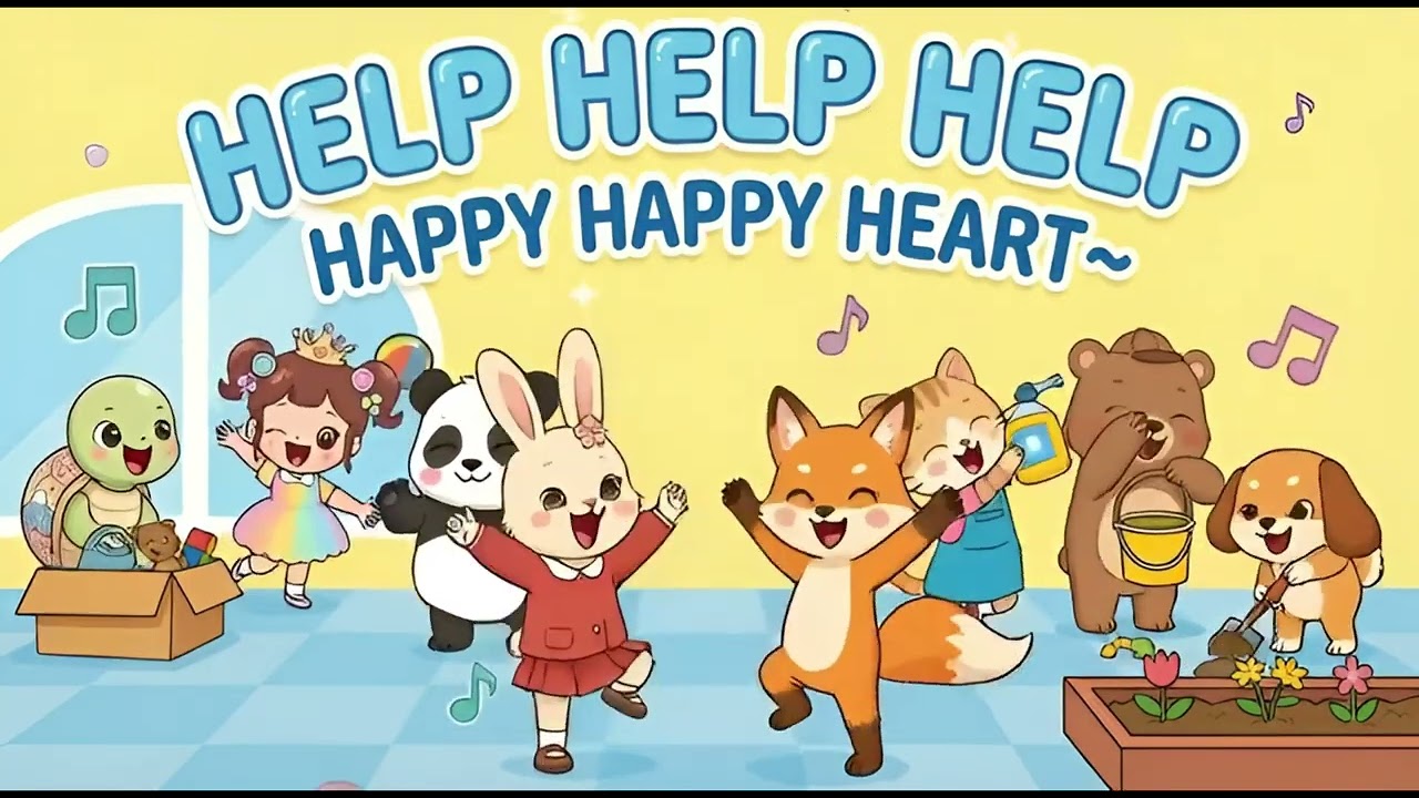 Help Help Happy Heart 🤝✨ | Helping Others Song for Kids | Kindness & Happy Heart Fun