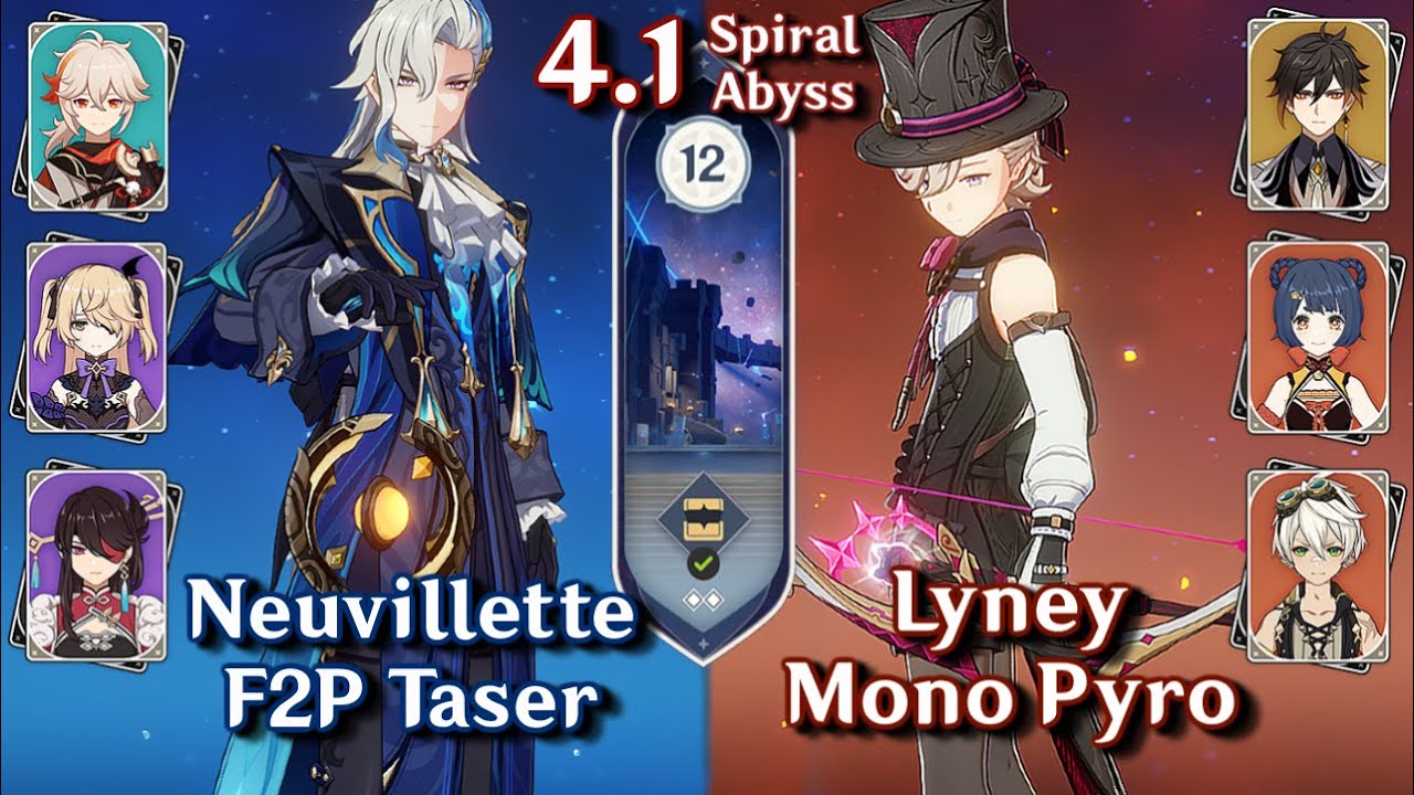 C0 Neuvillette F2P Taser & C0 Lyney Mono Pyro | Spiral Abyss 4.0/4.1 - Floor 12 - 9⭐| Genshin Impact